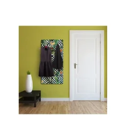 Decorazione Ambienti|Attaccapanni "tropical" in legno con 5 ganci, 45x90x1 cm