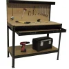 Officina E Garage|Banco da lavoro easy system con pannello preforato in metallo e mdf 119x59x90/150 cm