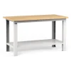 Officina E Garage|Banco da lavoro garage fisso fami "work" in legno di faggio e lamiera grigio chiaro 150x75x88,2 cm