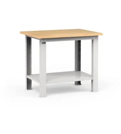 Officina E Garage|Banco da lavoro garage fisso fami "work" in legno di faggio e lamiera grigio chiaro 102,4x75x88,2 cm