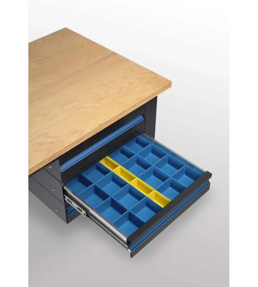 Officina E Garage|Banco da lavoro garage fisso fami "linea 391" in legno di faggio e lamiera grigio antracite 102,4x75x87,7 cm