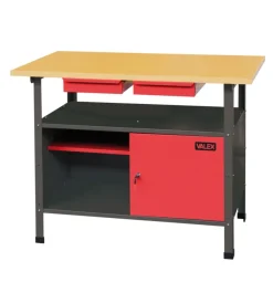 Valex Officina E Garage|Banco da lavoro in legno e acciaio con 2 cassetti e anta richiudibile 120x60x85 cm