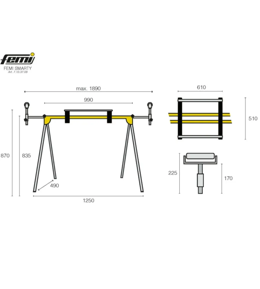 Banchi Sega-Femi Banco pieghevole "smarty", 1070x220x150 cm -