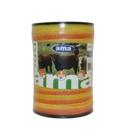 Recinzione X Animali-Ama Banda per recinto elettrico in fibra acciaio arancione e giallo 20mm x 200mt