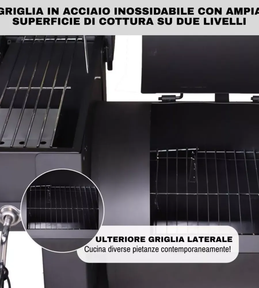 Arnold Barbecue|Barbecue a carbone "colorado" con affumicatore 66x42 cm