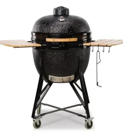 Barbecue-Kamado Bono Barbecue a carbone "limited 25" in ceramica nero con rotelle 83x70x90 cm