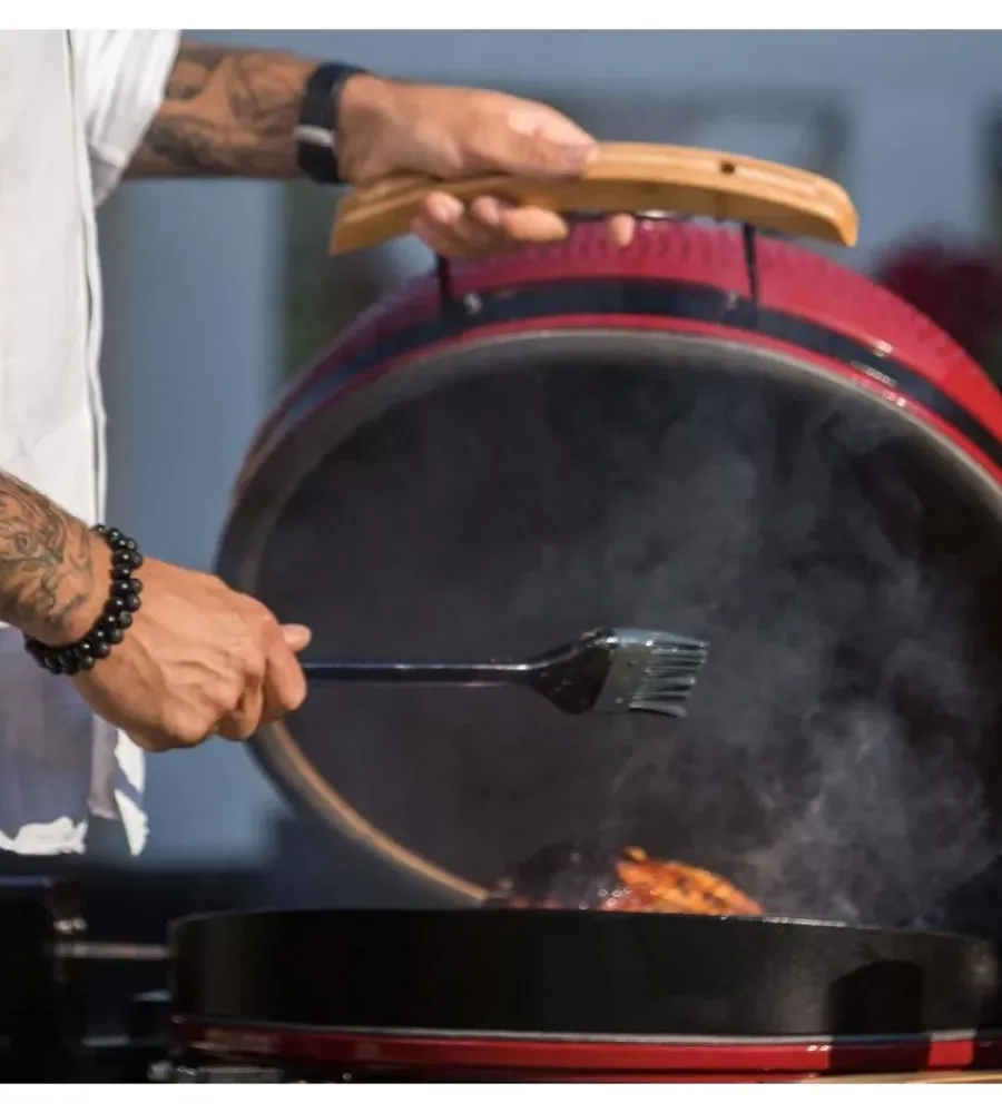 Online Barbecue a carbone "limited 25" in ceramica rosso con rotelle 83x70x90 cm Barbecue