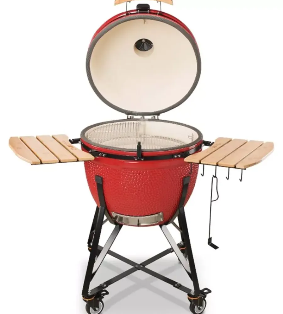 Online Barbecue a carbone "limited 25" in ceramica rosso con rotelle 83x70x90 cm Barbecue