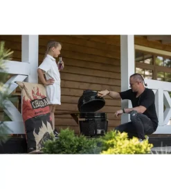 Barbecue-Kamado Bono Barbecue a carbone "minimo 15" in ceramica nero 46x46x65 cm