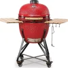 Kamado Bono Barbecue|Barbecue a carbone "grande 23" in ceramica rosso con rotelle 76x66x90 cm