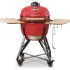 Barbecue-Kamado Bono Barbecue a carbone "media 20" in ceramica rosso con rotelle 78x60x75 cm