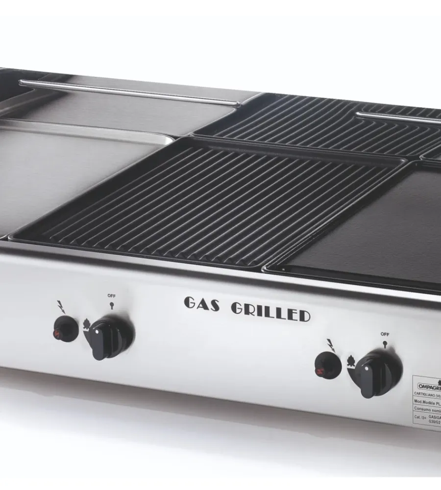 Ompagrill Barbecue|Barbecue a gas con plancha tripla 3 bruciatori 83x44x21,5 cm