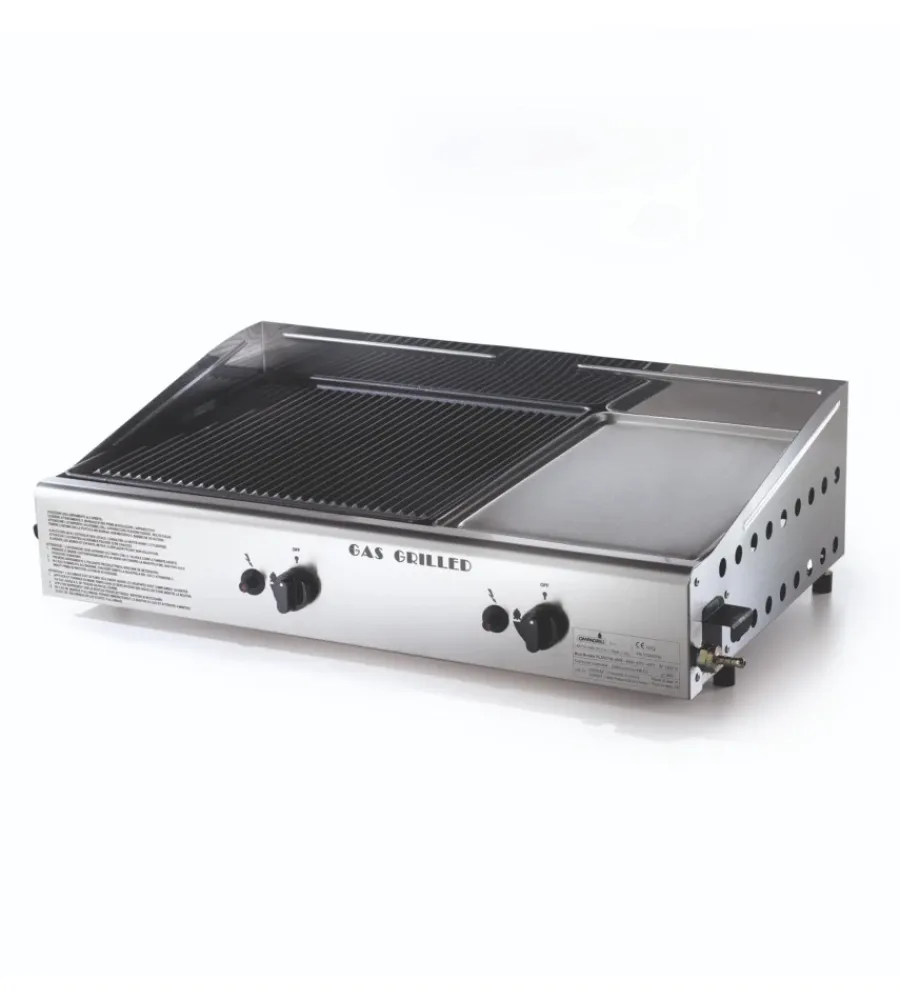Barbecue-Ompagrill Barbecue a gas con plancha doppia 2 bruciatori 70,5x44x21,5 cm