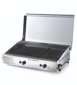 Barbecue-Ompagrill Barbecue a gas con plancha doppia e coperchio 2 bruciatori