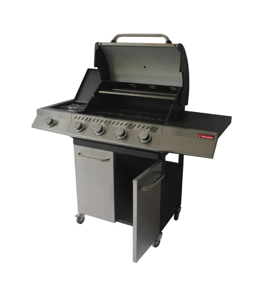 Barbecue-Sandrigarden Barbecue a gas "brasile" 4 bruciatori e fornello laterale 130x54x110 cm