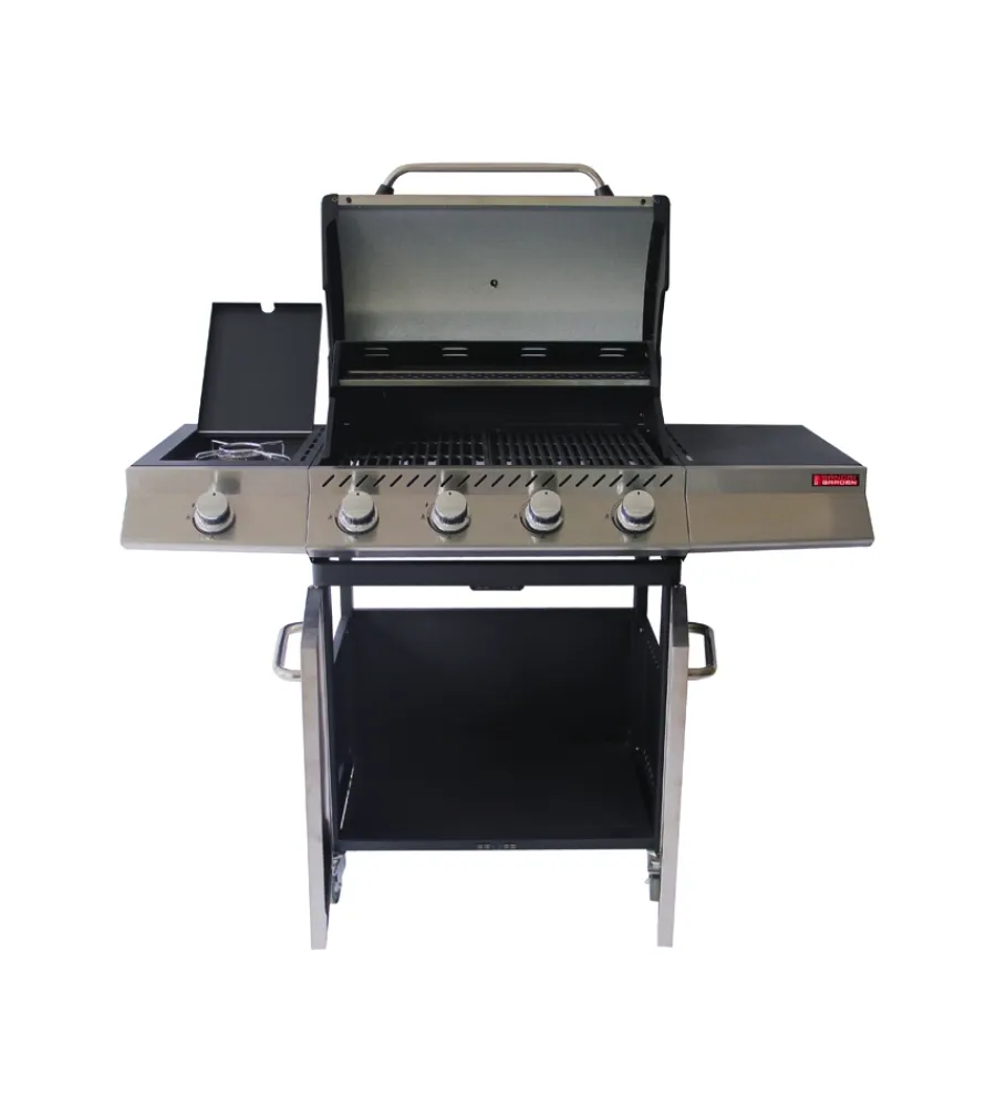 Barbecue-Sandrigarden Barbecue a gas "brasile" 4 bruciatori e fornello laterale 130x54x110 cm