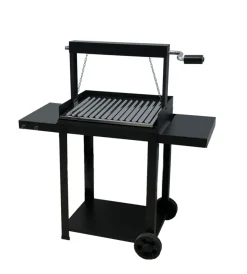 Barbecue- Barbecue a legna e carbone "montevideo" con griglia regolabile da maniglia e catena, 57,5x40x113 cm