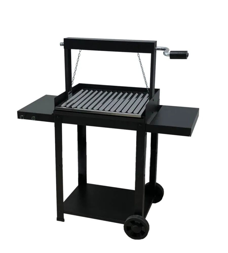 Barbecue- Barbecue a legna e carbone "montevideo" con griglia regolabile da maniglia e catena, 57,5x40x113 cm
