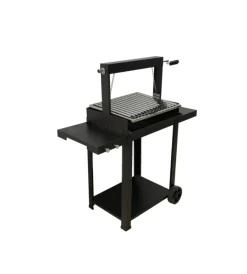 Barbecue- Barbecue a legna e carbone  "montevideo" con griglia regolabile da maniglia e catena, 57,5x40x113 cm