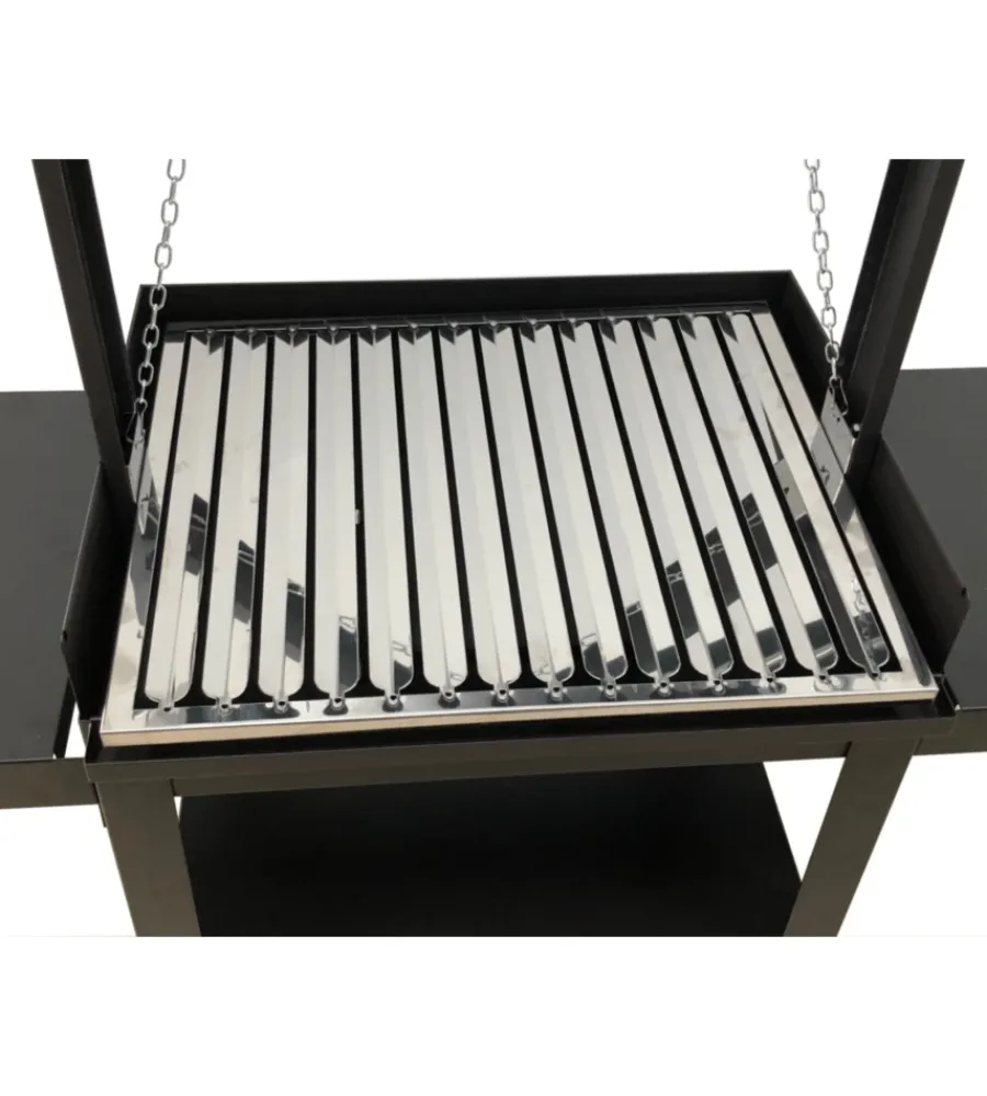 Barbecue- Barbecue a legna e carbone "montevideo" con griglia regolabile da maniglia e catena, 57,5x40x113 cm