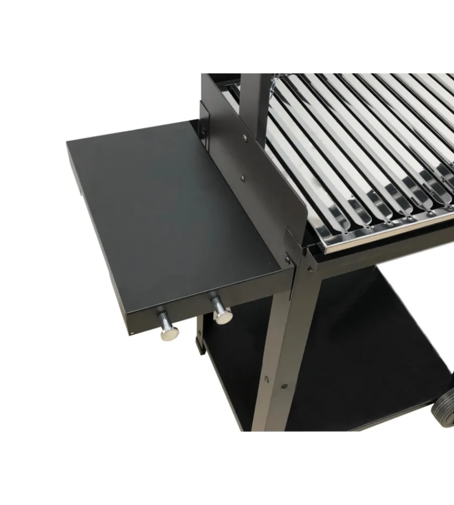 Barbecue- Barbecue a legna e carbone "montevideo" con griglia regolabile da maniglia e catena, 57,5x40x113 cm