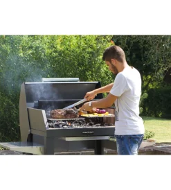 Fontana Forni Barbecue|Barbecue a legna fontana "tirreno appoggio" colore acciaio e griglia 80x40