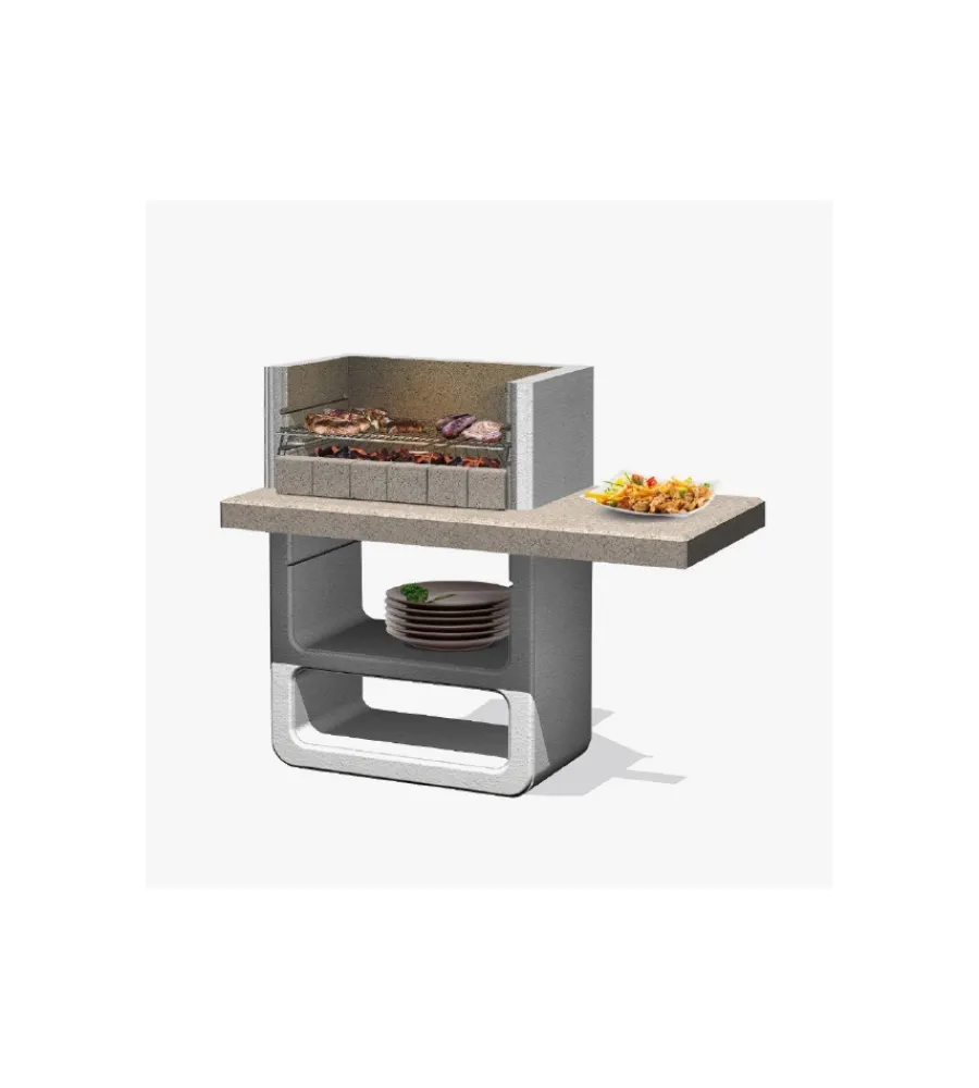 Barbecue-Sarom Fuoco Barbecue a legna o carbonella in calcestruzzo "agadirin" 125x64x110,5 cm