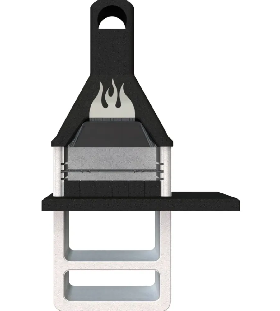 Barbecue-Sarom Fuoco Barbecue a legna o carbonella in calcestruzzo "prometeo" 125x64x215,5 cm