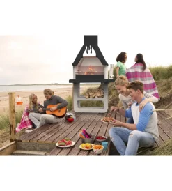 Barbecue-Sarom Fuoco Barbecue a legna o carbonella in calcestruzzo "prometeo" 125x64x215,5 cm