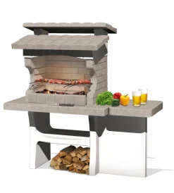 Discount Barbecue a legna o carbonella in pietra "luxor" 159x72x161,5 cm Barbecue
