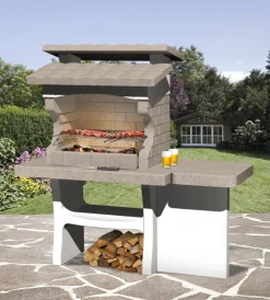 Discount Barbecue a legna o carbonella in pietra "luxor" 159x72x161,5 cm Barbecue