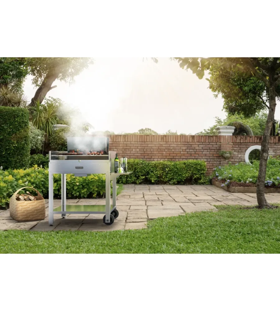 Best Barbecue a legna o carbonella fontana "tirreno" colore acciaio e griglia 80x40 Barbecue