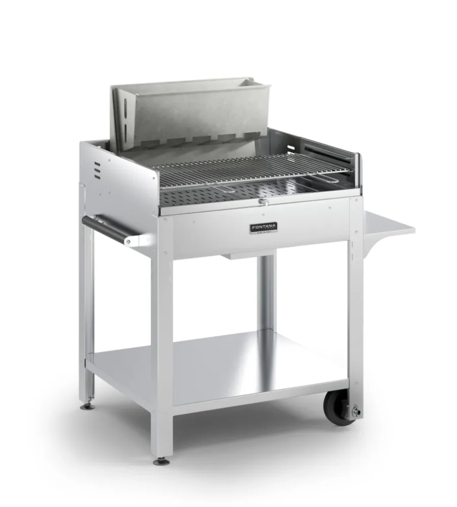 Best Barbecue a legna o carbonella fontana "tirreno" colore acciaio e griglia 80x40 Barbecue