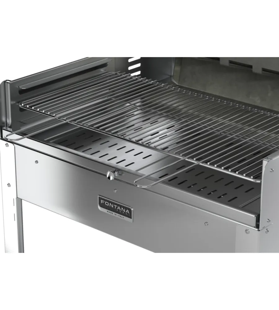 Best Barbecue a legna o carbonella fontana "tirreno" colore acciaio e griglia 80x40 Barbecue