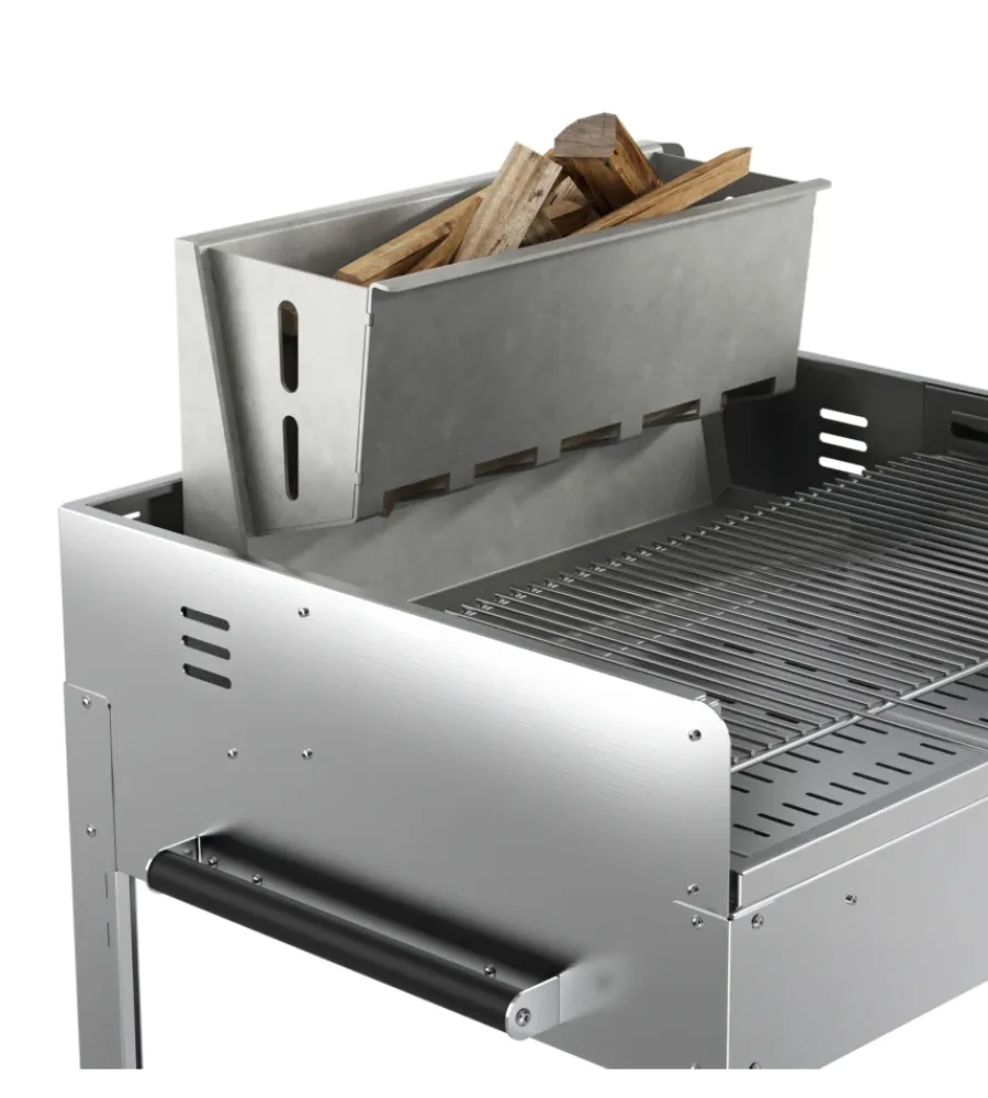 Best Barbecue a legna o carbonella fontana "tirreno" colore acciaio e griglia 80x40 Barbecue