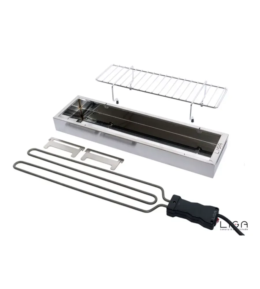 Hot Barbecue elettrico "ebbq" in acciaio inox con griglia 66x14 cm Barbecue