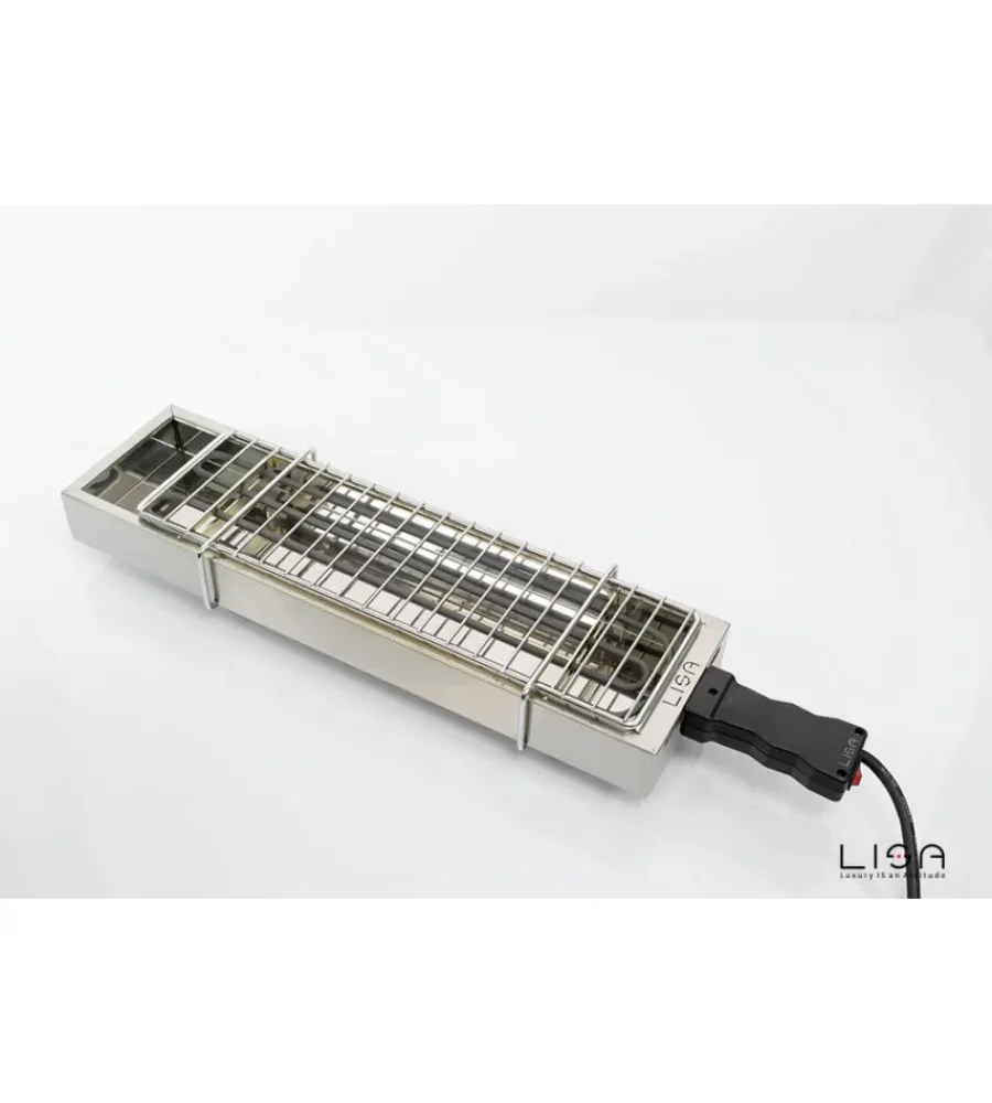Hot Barbecue elettrico "ebbq" in acciaio inox con griglia 66x14 cm Barbecue