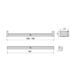 Barra appendiabili per armadi regolabile 558-708 mm batteria rimovibil e sensore di movimento anodizzato opaco - . Armadi