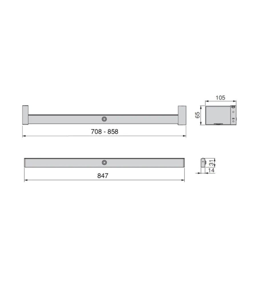 Armadi-Emuca Barra appendiabili per armadi regolabile 708-858 mm batteria rimovibil e sensore di movimento colore moka - .
