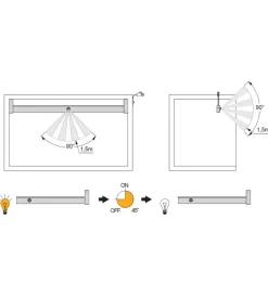 Armadi-Emuca Barra appendiabiti con luce led, 558-708 mm
