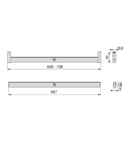 Armadi-Emuca Barra appendiabiti con luce led, 558-708 mm