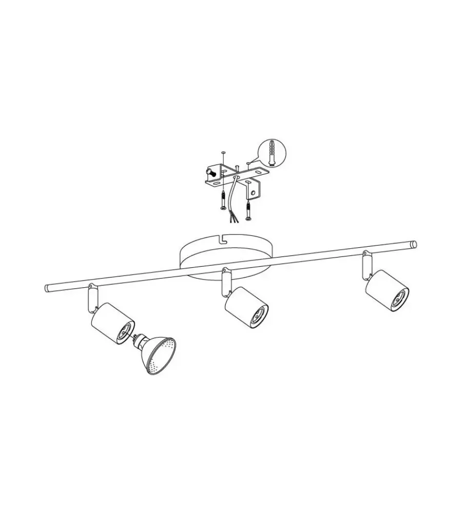 Illuminazione Per Interno-Eglo Barra led a soffitto da interno "buzz led" grigio 3 luci 3000k
