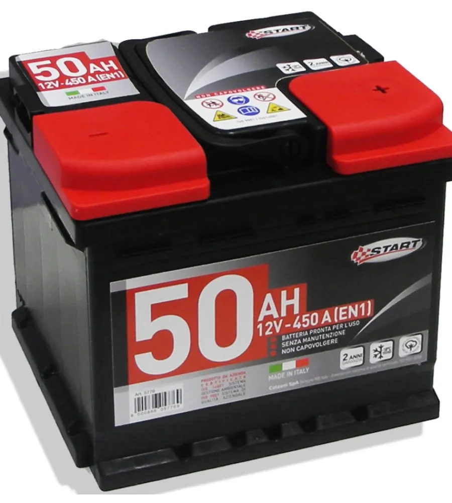 Elettrico- Batteria auto 50ah 12v 450a polo positivo destro casetta l1