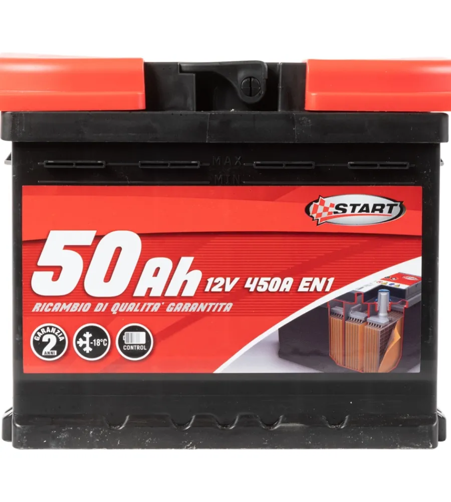 Elettrico- Batteria auto 50ah 12v 450a polo positivo destro casetta l1