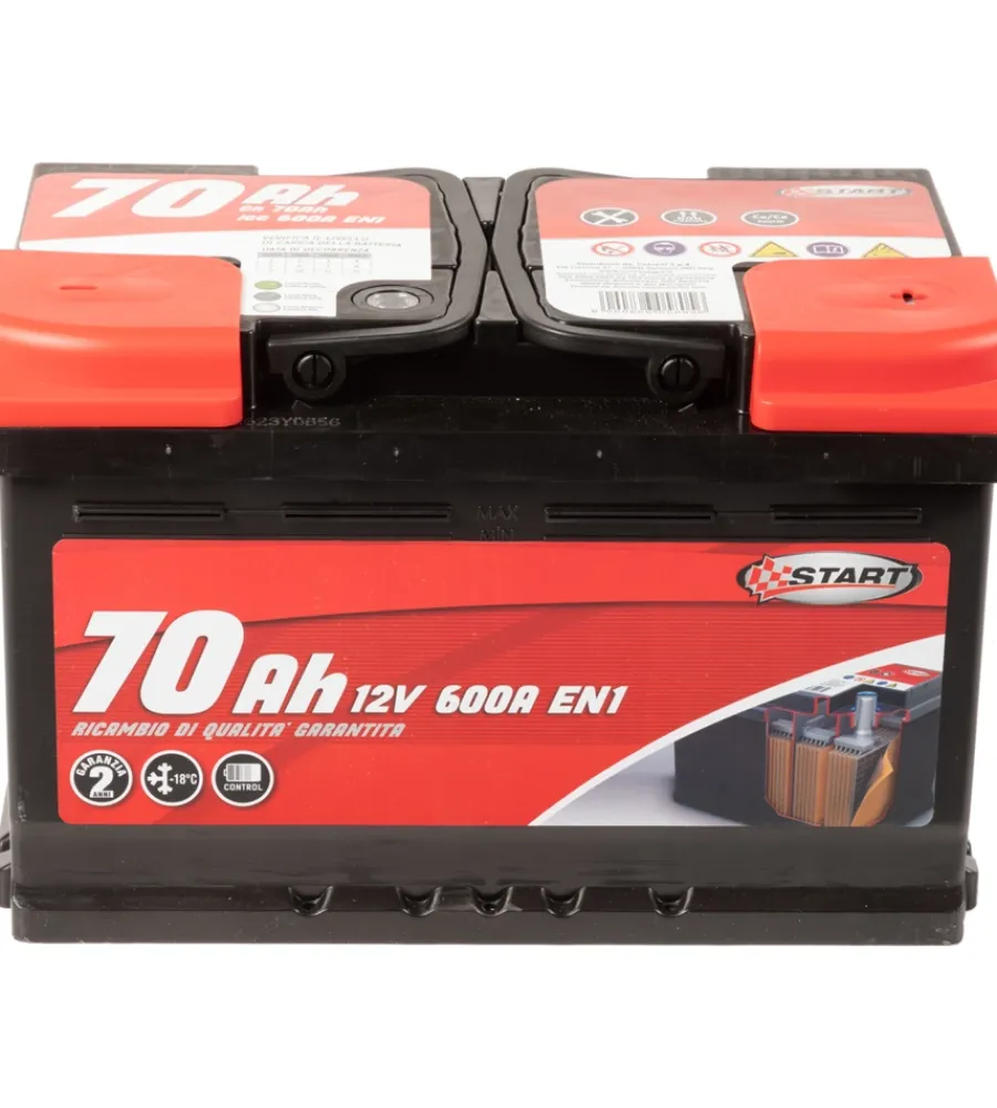 Elettrico- Batteria auto 70ah 12v 600a polo positivo destro cassetta l3b
