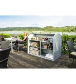 Biohort Contenitori Da Esterno|Baule da esterno a serrande impermeabile "storemax 190" in acciaio zincato argento metallizzato 2080 lt 190x97x136 cm - cod. 72020