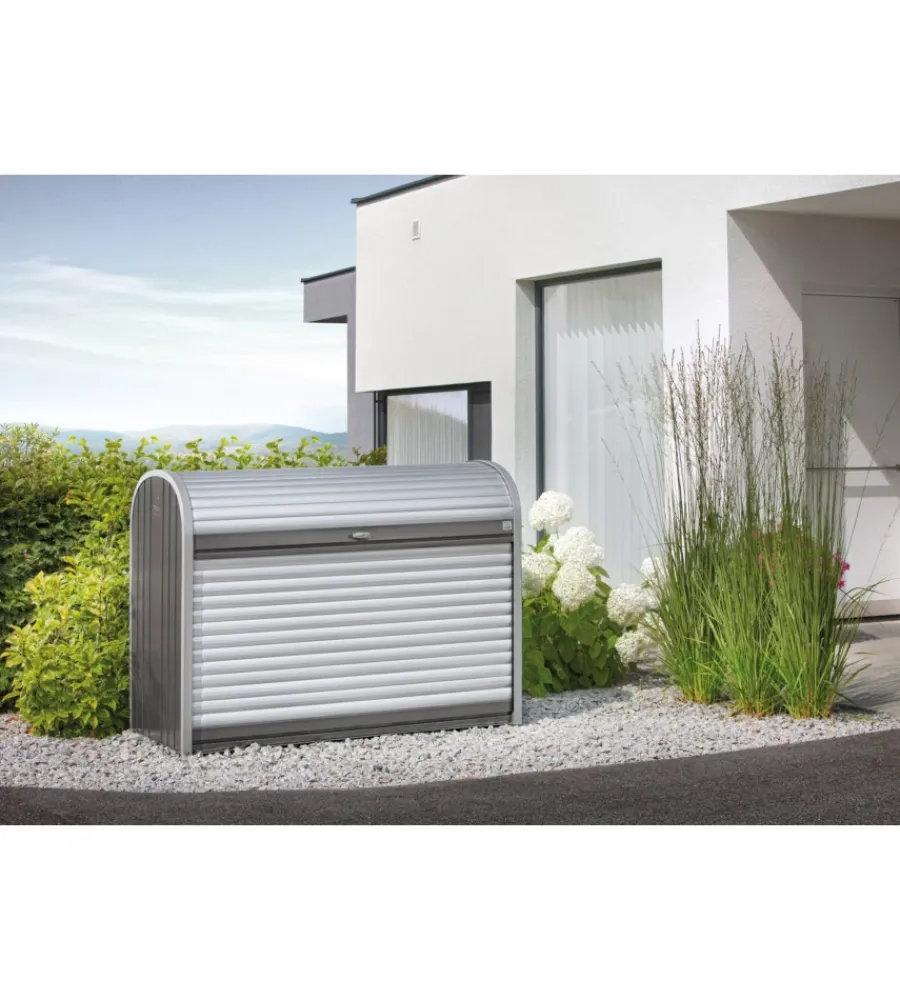 Biohort Contenitori Da Esterno|Baule da esterno a serrande impermeabile "storemax 120" in acciaio zincato grigio scuro metallizzato 740 lt 117x73x109 cm - cod. 73060