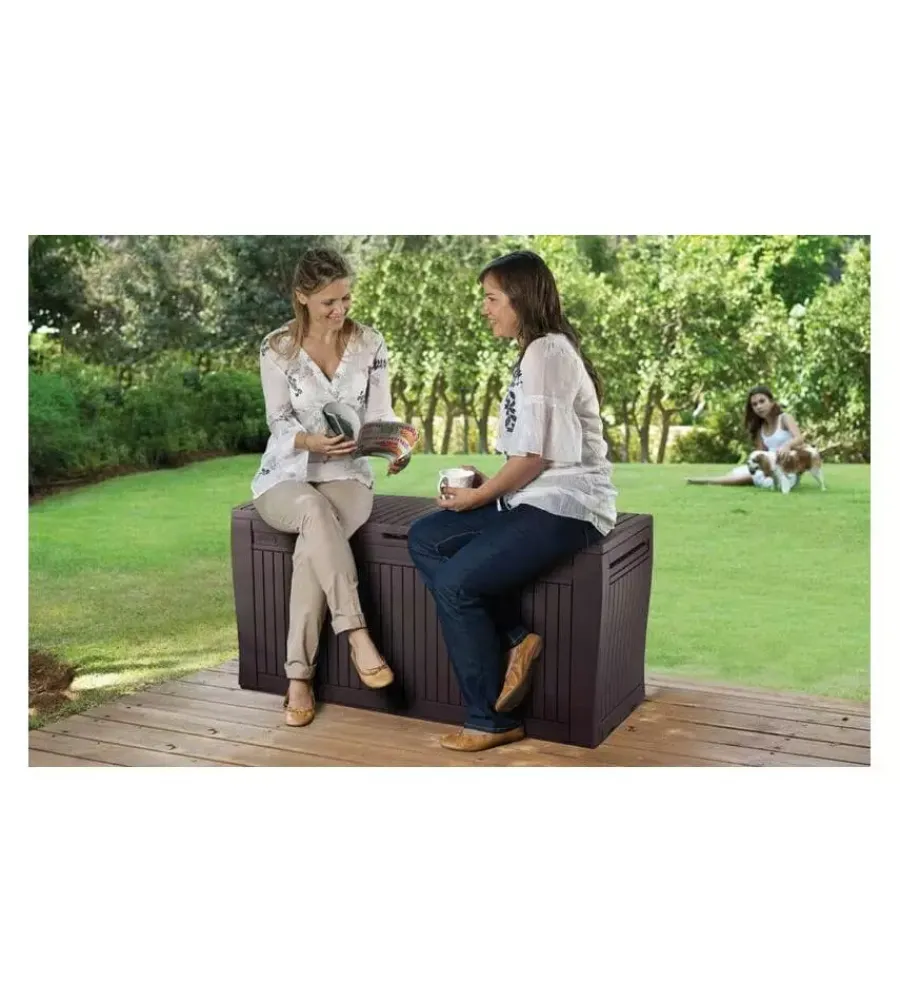 Keter Contenitori Da Esterno|Baule da esterno con rotelle "comfy" in resina marrone 270 lt 116,7xx44,7x57 cm