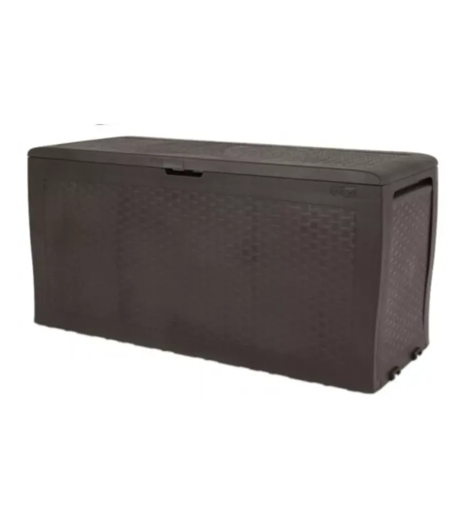 Online Baule da esterno con ruote "samoa" in resina marrone 270 lt 116x44,7x57 cm Contenitori Da Esterno