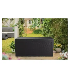 Online Baule da esterno con ruote "samoa" in resina marrone 270 lt 116x44,7x57 cm Contenitori Da Esterno